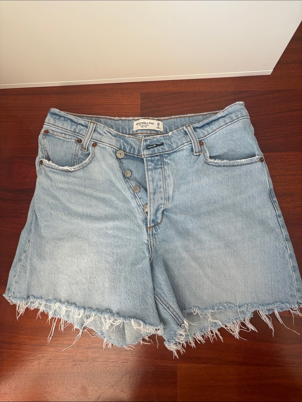Abercrombie & Fitch Light Blue Frayed Hem Denim Shorts
